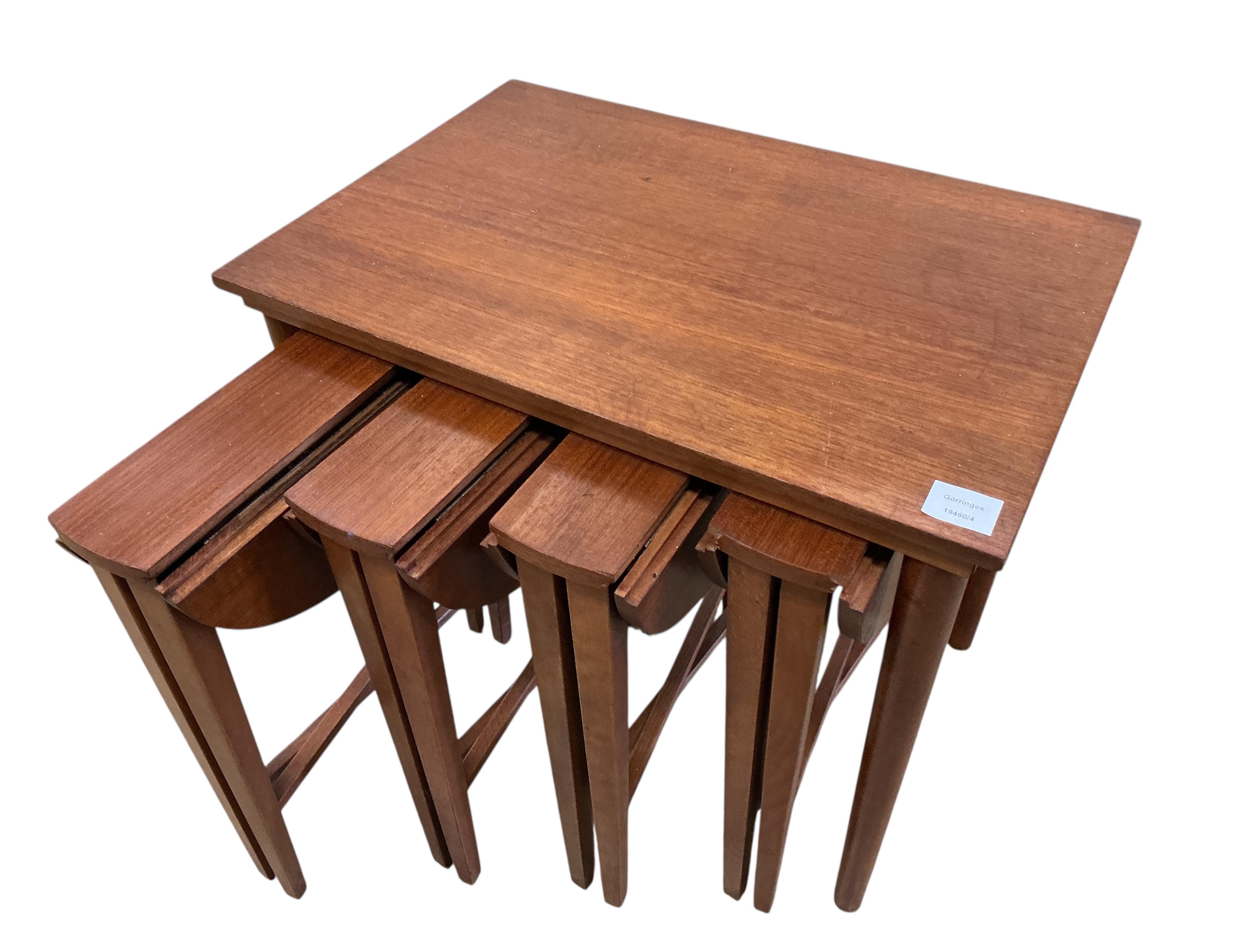 Poul Hundevad (Danish, 1917-2011) for Novy Domov, a nest of mid century teak tables, width 62cm, depth 42cm, height 52cm